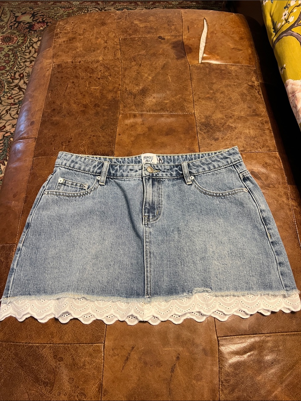 NWT princess Polly Miyuki denim and lace mini skirt
